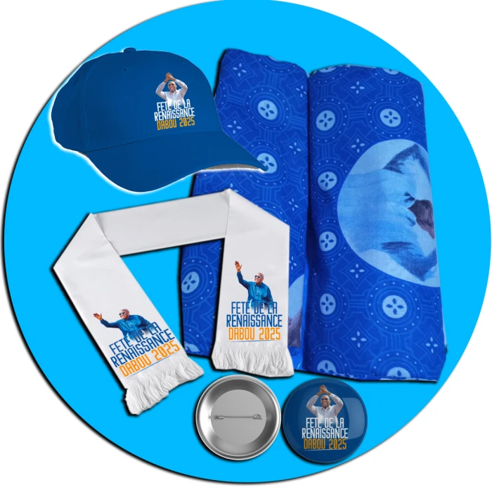 image KIT SOUVERAINETE (PAGNE + ECHARPE + CASQUETTE + PIN'S)